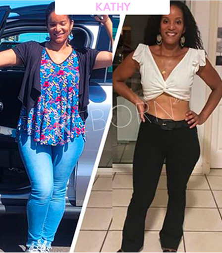 Transformation Kathy — avant/après